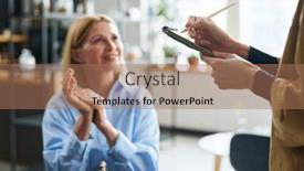  Presentation with order - Slide deck enhanced with hands-of-young-waitress background and a  colored foreground