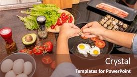  Presentation with quail - Colorful presentation theme enhanced with hands-of-young-woman-breaking backdrop and a tawny brown colored foreground