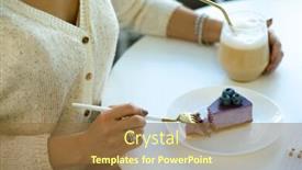  Presentation with cappuccino - PPT theme featuring hands-of-young-woman-having background and a tawny brown colored foreground