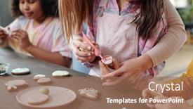  Presentation with helping hands - Cool new PPT layouts with hands-of-young-woman-helping backdrop and a coral colored foreground