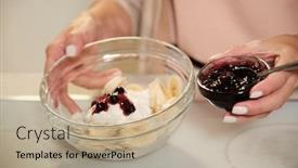  Presentation with blackcurrant - Slide set enhanced with hands-of-young-woman-holding background and a mint green colored foreground