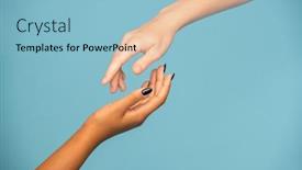  Presentation with sympathy - PPT theme consisting of hands-of-young-women background and a light blue colored foreground