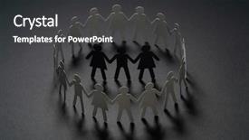  Presentation with people conflict - Presentation featuring hands on dark surface bull background and a dark gray colored foreground