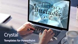  Presentation with black hands - Slide deck with hands on laptop with black background and a ocean colored foreground