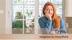  Presentation with stressed - Colorful PPT theme enhanced with hands on mouth biting nail backdrop and a  colored foreground