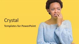  Presentation with african american wedding - Slide set consisting of hands on mouth biting nail background and a yellow colored foreground