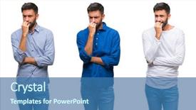  Presentation with stress and anxiety - Slides with hands on mouth biting nail background and a ocean colored foreground