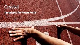  Presentation with starting line red running track - Presentation theme having speed racing - hands on starting line background and a tawny brown colored foreground