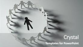  Presentation with people conflict - Amazing slide set having hands on white surface bull backdrop and a gray colored foreground