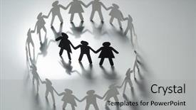  Presentation with people conflict - Colorful presentation theme enhanced with hands on white surface bull backdrop and a light gray colored foreground