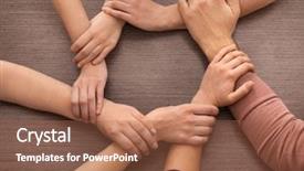  Presentation with people unity - Presentation theme with hands on wooden background unity background and a red colored foreground