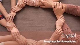  Presentation with people unity - Presentation design enhanced with hands on wooden background unity background and a red colored foreground