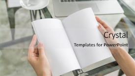  Presentation with open book spiral - Theme with hands open book on table background and a white colored foreground