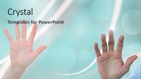  Presentation with composite - Presentation theme with hands open with abstract background and a sky blue colored foreground