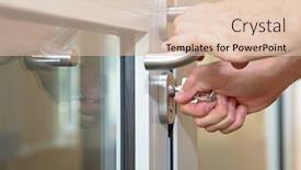  Presentation with key - Colorful slide deck enhanced with hands-opening-locked-door backdrop and a lemonade colored foreground