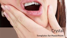  Presentation with face pain - PPT theme consisting of hands over face dental health background and a lemonade colored foreground