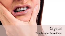  Presentation with woman in pain - PPT layouts enhanced with hands over face dental health background and a lemonade colored foreground