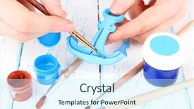  Presentation with anchor - Cool new theme with hands paints on hand made ceramic anchor and art materials backdrop and a cool aqua colored foreground