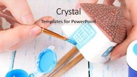  Presentation with ceramic - Slide set with hands paints on hand made background and a coral colored foreground