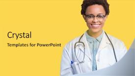  Presentation with doctor african - Presentation theme featuring receiver - young african american doctor woman background and a yellow colored foreground