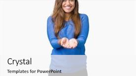  Presentation with young woman wearing boxer gloves - Cool new theme with receiver - young beautiful brunette woman wearing backdrop and a white colored foreground