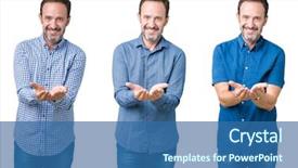  Presentation with collage - Beautiful slide deck featuring receiver - collage of handsome senior man backdrop and a ocean colored foreground