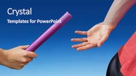  Presentation with baton - Slide deck featuring hands passing the baton background and a  colored foreground