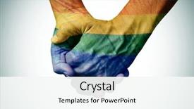  Presentation with rainbow flag - Beautiful theme featuring hands patterned as the rainbow backdrop and a sky blue colored foreground