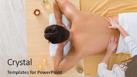 Presentation with spa - Theme enhanced with hands pebble - handsome man during spa massaging background and a coral colored foreground