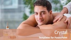  Presentation with spa - Cool new theme with hands pebble - handsome man during spa massaging backdrop and a coral colored foreground
