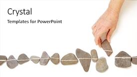  Presentation with stone - Cool new slide set with hands pebble - old hand pushes a stone backdrop and a white colored foreground