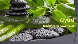  Presentation with zen stones - Cool new PPT layouts with hands pebble - still life with zen basalt backdrop and a tawny brown colored foreground