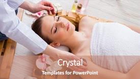  Presentation with salon and spa - Slide deck having hands pebble - young woman during spa procedure background and a coral colored foreground