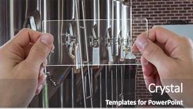  Presentation with machinery - Beautiful PPT layouts featuring hands photographing machinery through transparent backdrop and a dark gray colored foreground