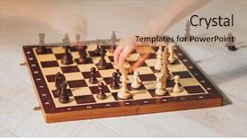  Presentation with ghost - Slide set having hands-playing-chess-with-motion background and a coral colored foreground