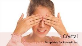  Presentation with hide - PPT theme having hands playing hide-and-seek background and a coral colored foreground