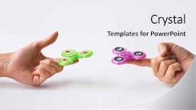  Presentation with entertainment - Beautiful theme featuring hands playing with fidget spinner backdrop and a sky blue colored foreground