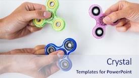  Presentation with entertainment - PPT layouts featuring hands playing with fidget spinner background and a sky blue colored foreground