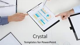  Presentation with conference table - PPT layouts featuring hands pointing to chart background and a  colored foreground