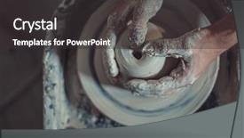  Presentation with wheel - Presentation theme featuring hands on a potter's wheel background and a  colored foreground