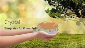  Presentation with glowing lights - Colorful slide set enhanced with hands presenting against field against glowing lights backdrop and a yellow colored foreground