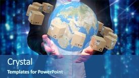  Presentation with blue business - Cool new PPT theme with hands presenting against glowing blue backdrop and a ocean colored foreground