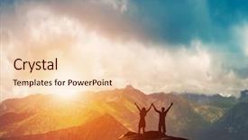  Presentation with mountain view - Slide deck with hands raised admiring breathtaking background and a lemonade colored foreground