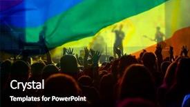  Presentation with diversity community - Colorful PPT theme enhanced with hands raised and the lgbt backdrop and a black colored foreground