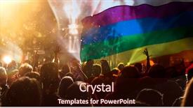  Presentation with diversity community - Amazing PPT theme having hands raised and the lgbt backdrop and a wine colored foreground