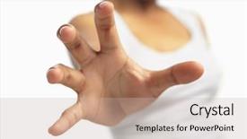  Presentation with focus - PPT theme with hands reaching - woman hand trying to reach background and a soft green colored foreground
