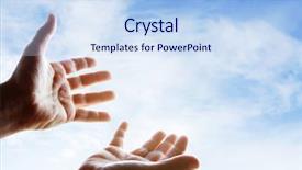  Presentation with hands reaching up - Audience pleasing PPT layouts consisting of hands reaching for the sky backdrop and a sky blue colored foreground