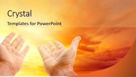  Presentation with sky - Slides featuring hands reaching for the sky background and a yellow colored foreground