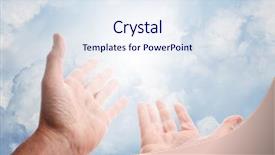  Presentation with hands reaching up - Slides enhanced with hands reaching for the sky background and a sky blue colored foreground