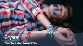  Presentation with duct - Slide deck having hands sealed with tape background and a ocean colored foreground